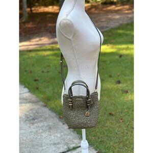 Michael Kors Safari Green Quinn Extra Small North South Straw Tote 32S5GQNC0W